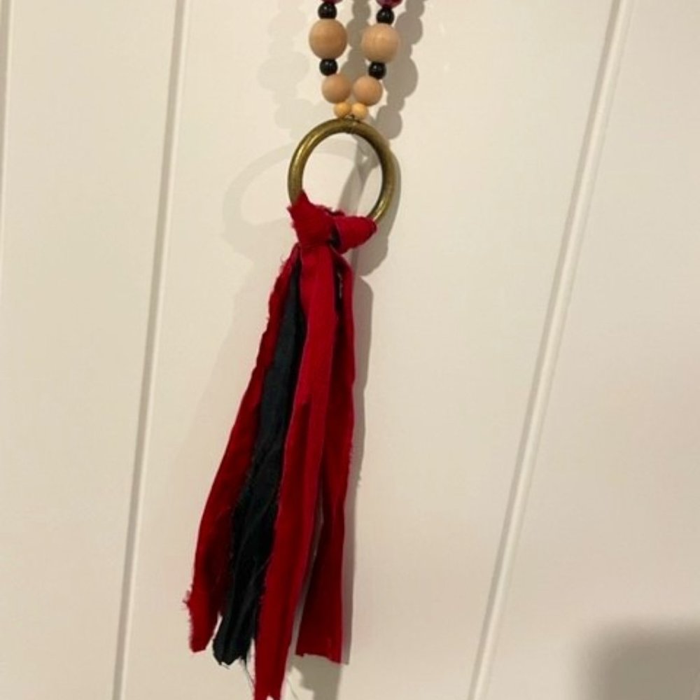 Black and Maroon Wooden Beaded Necklace - Gamecocks